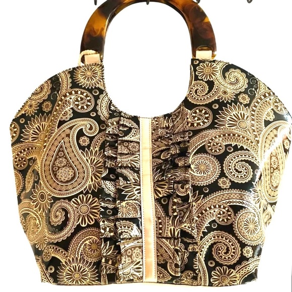 MUDPIE ~ oversized paisley print tortoise shell handle, quality construction. - Picture 5 of 9